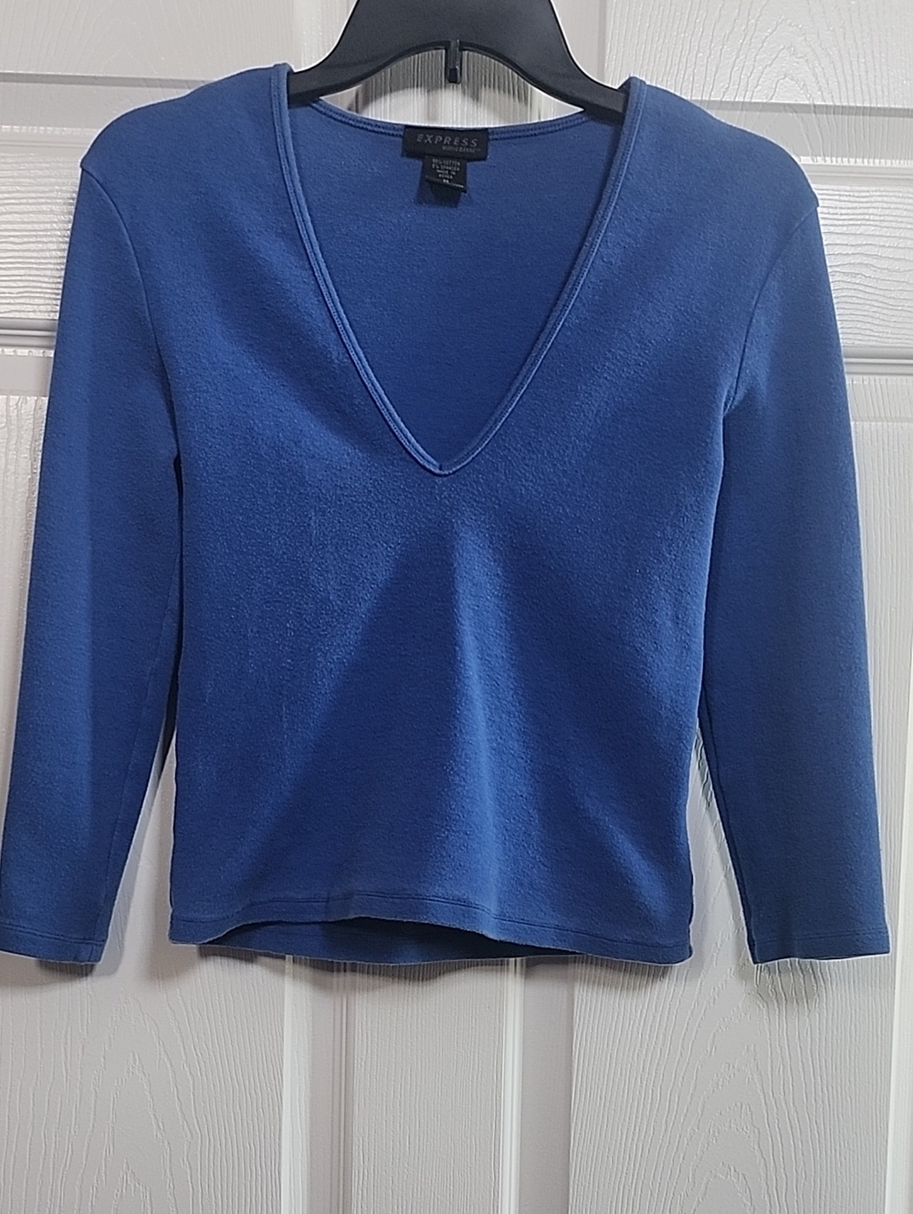 EXPRESS Royal Blue Long Sleeve V-Neck Top - Size Medium